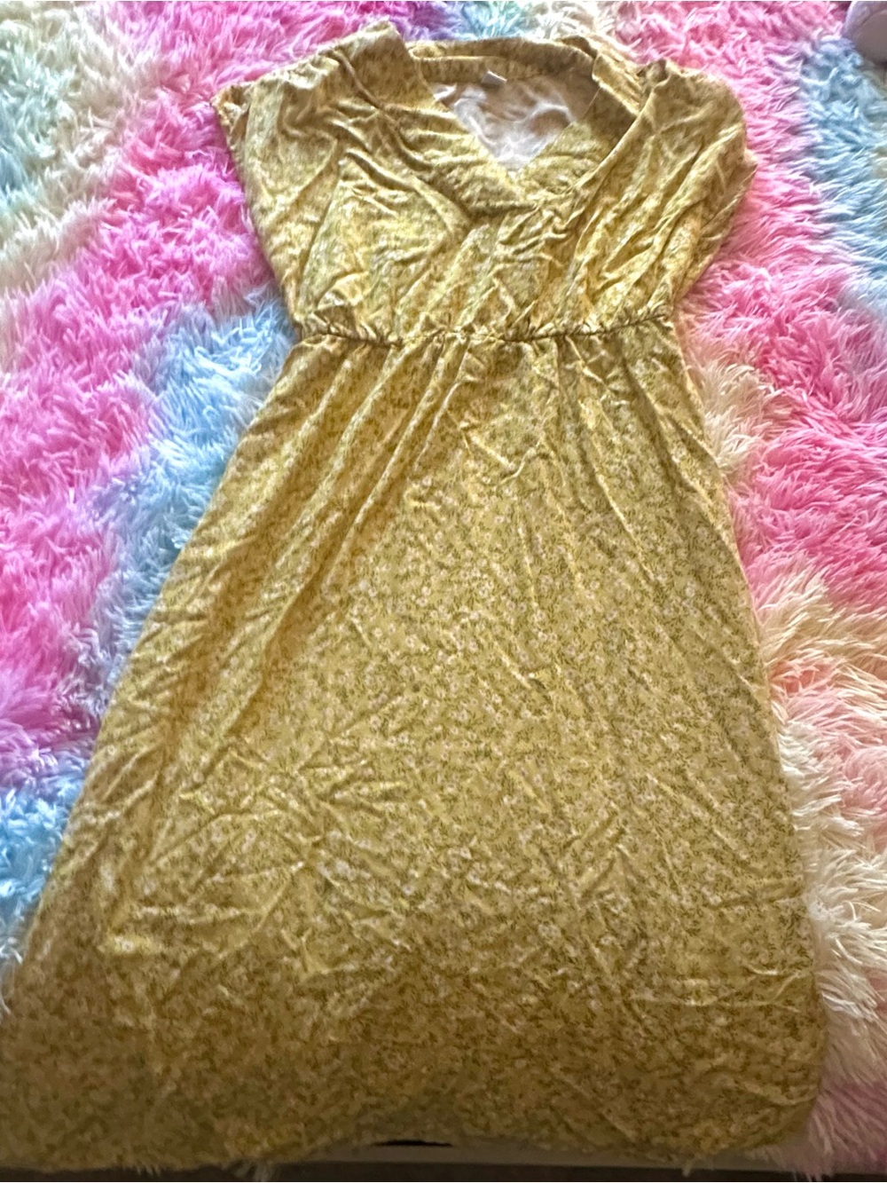 Women’s Yellow Floral Empire-Waist Dress